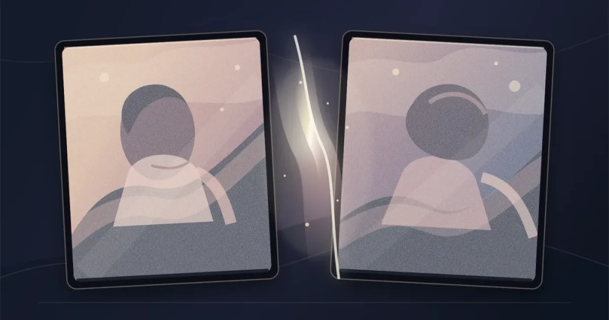 Illustration of a wedding video transition between two cinematic film frames