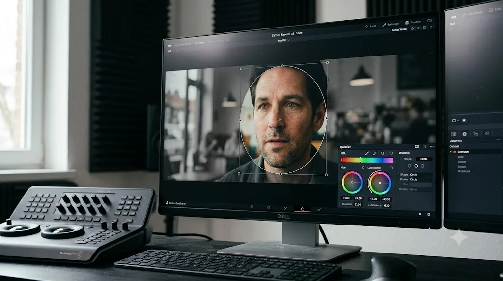 Illustration of a power window isolating part of a frame during color grading