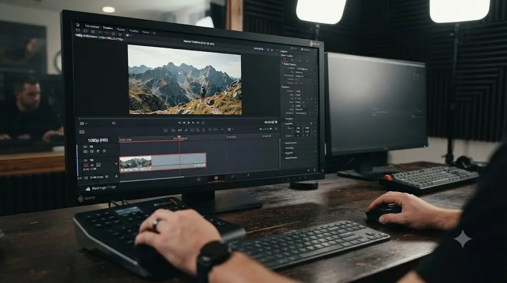 Illustration of a high resolution clip staying cropped inside a lower resolution nested timeline in DaVinci Resolve