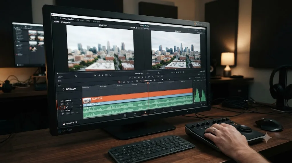 Illustration of a timeline clip displaying a stale cached thumbnail next to its actual corrected frame